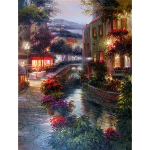 3d diy diamond embroidery kits picture of rhinestones dmc crystals painting mosaic fantastic magic landscape flower house A6023R