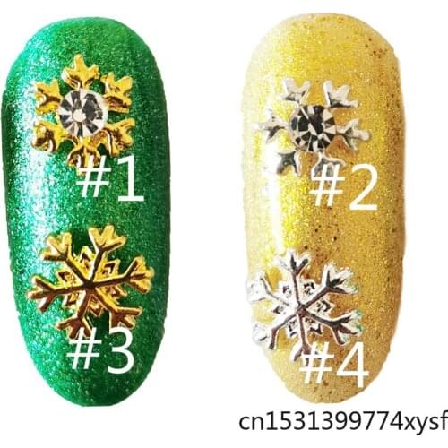10Pcs Stickers Nail Art Decoration Snowflake 3D Charms Strass Diamond Flat Nailart Supplies Xmas Design for Christmas Rhinestone