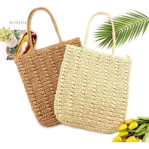 New hollow monofilament paper rope woven bag fashion one-shoulder straw woven bag leisure female bag beach bag