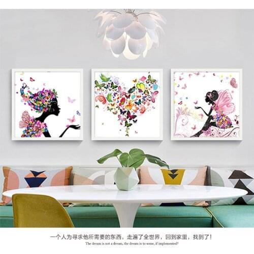 New Coming Canvas Paintings for Girls' Living Room Flower Fairy Style Wall Arts Canvas for Living Room Bedroom Hand Painted