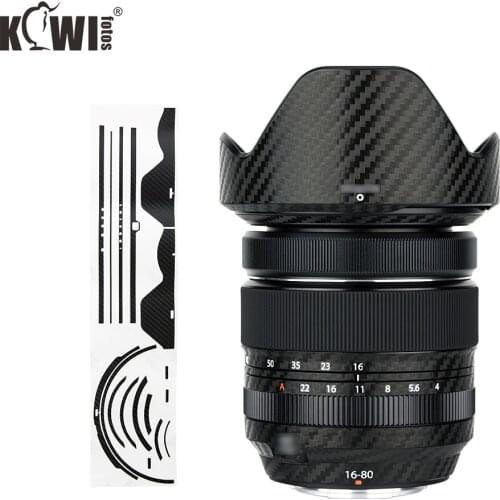 Camera Lens and Lens Hood Cover Skin Sticker For Fuji Fujifilm XF 16-80mm f/4 R OIS WR Lens Cover Protector Carbon Fiber Black