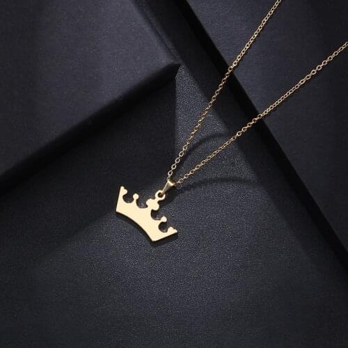 DOTIFI Stainless Steel Necklace For Women Man Lovers Cartoon Crown Gold And Silver Color Pendant Necklace Engagement Jewelry