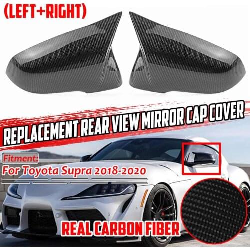Pair Real Carbon Fiber/ABS Car Rear View Side Mirror Cover Caps Replacement For Toyota For Supra 2018 2019 2020 Mirror Cap Cover
