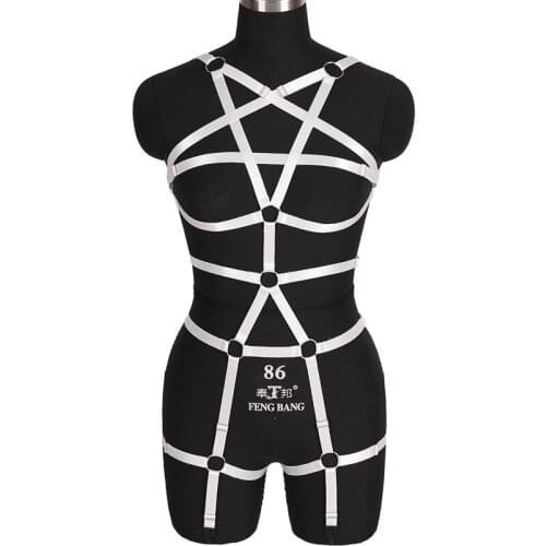 Sexy Women Pentagonal Harness Underwear Stockings Garters Belt Gothic Suspenders Body Bondage Straps Erotic Lingerie Fetish