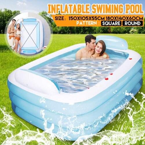 Folding Inflatable Swimming Pool PVC Portable Summer Garden Patio Pool Warm Bath Tub Adult Children Blow Up Pools Water Sports