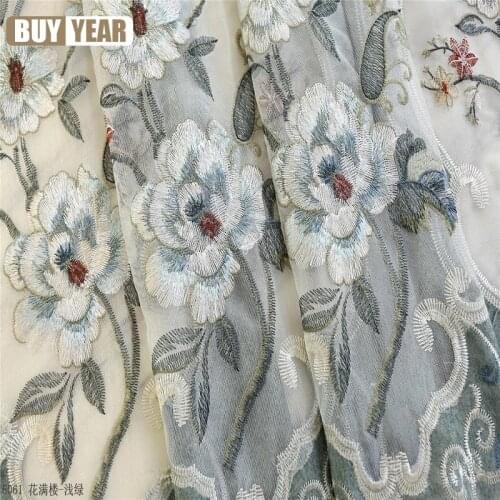 Light Luxury Modern Hollow Embroidered Window Screen Chinese Embroidery Curtain Full of Flowers Curtains for Living Room Bedroom