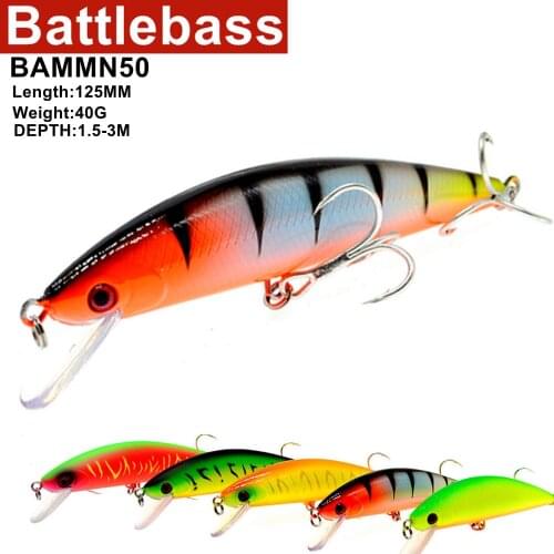 BATTLEBASS 2021 NEW Rattle Wobbler Fishing Lure 125mm 40g Slow Floating Minnow Crankbait Bass Pike Bait Fishing Tackle