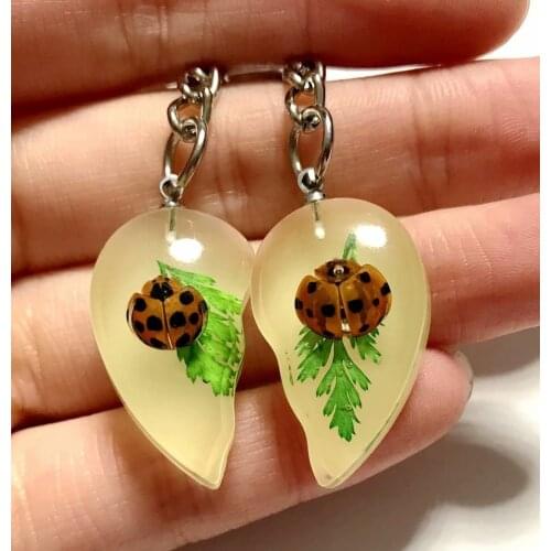 YQTDMY 10 pcs Personalized Ladybug insect charming glow in dark lover keychain