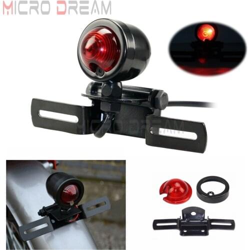 Motorcycle Tail Light Retro Brake Lamp Stop Light License Plate Holder Universal For Chopper Cruiser Bobber Cafe Racer Custom