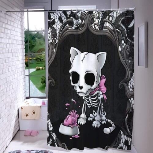 Shower Curtain Bathroom Curtains Cute for Kids Men Girls Water Resistant Fox Skeleton Skull Dog Dog Food lace Black lace