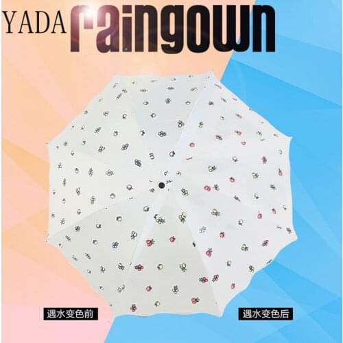 YADA Magic Changing Color After Water Creative Fruit Pattern Folding Rainy Umbrella Women Anti-UV Rainproof Sun Umbrellas YD002