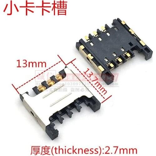10PCS MUP-C790 micro sim card holder small card holder 6P gold-plated column-free short legs H=2.4mm