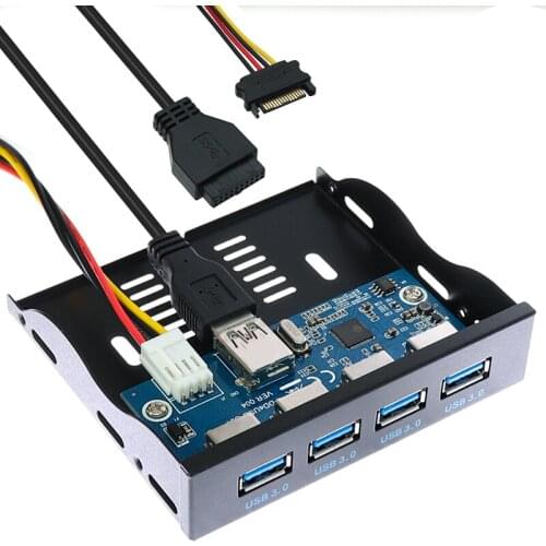 19+1 20Pin 4 Port USB 3.0 Front Panel Combo Bracket USB3.0 Hub Adapter for PC Desktop 3.5" FDD Floppy Disk Drive Bay