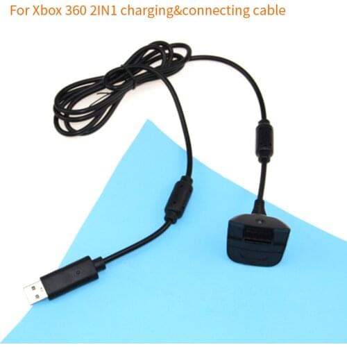 2pcs/lot Black USB Charging Cable Wire Replacement Charger For Xbox 360 Wireless Game Controller