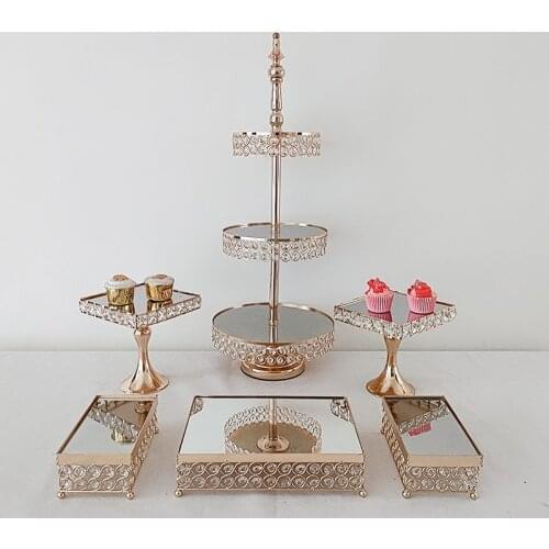 3pcs - 8pcs Crystal Squere Cake Stand Set Birthday Party Macaron Cupcake Rack Stand For Wedding