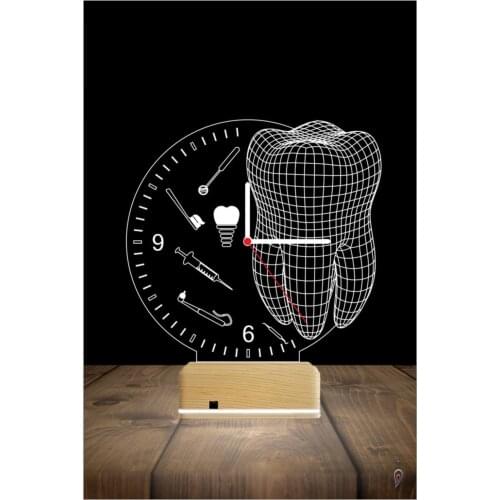 3d Lamp Clock Table Lamp Night Lamp 16 Color Dental Dentist Dental