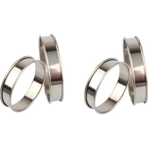 4Pcs Stainless Steel Double Rolled Rings English Muffin Rings English Tart Ring Pie Circle Tarlet Ring