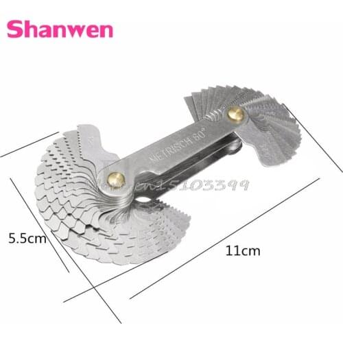 52Pcs Steel Thread Measuring Gage Metric Whitworth Screw Pitch Gauge 60 Degree G08 Whosale&DropShip