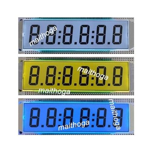 70PIN TN Positive 6-Digits Segment LCD Panel White/Blue/Yellow Green Backlight 5V Tanker Display Screen