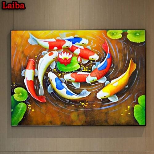 Diamond mosaic Koi lotus Diamond Painting rhinestone pictures embroidery 5d rhinestone diy full square diamond puzzle new Decor