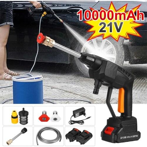 21V 10000mAh Cordless High Pressure Washer Spray Water Gun Car Wash Pressure Water Nozzle Cleaning Machine for Makita Battery