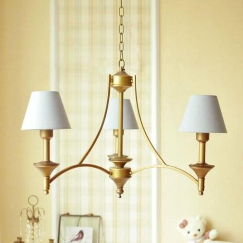 Hallway Big lampshade Gold Chandelier E27 Led hotel lighting fixture Mini small children lamp dining room Bedroom Chandeliers