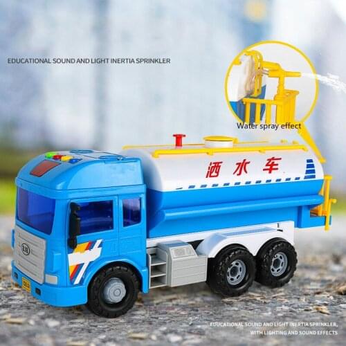 Large sprinkler can spray water truck childrens boy toy car pull back car model toy car Childrens birthday present