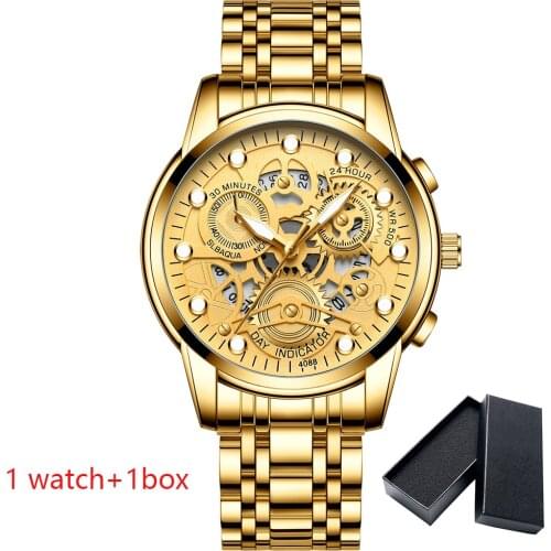 Watch Men Skeleton Automatic quartz Watch Gold Skeleton Vintage Man Watchwrist watches for men
