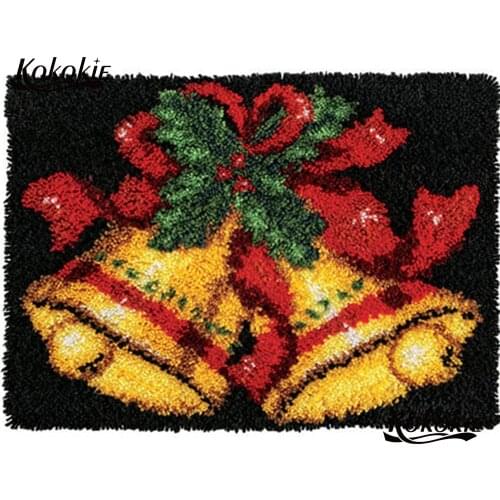 DIY latch hook rug kits canvas printing Christmas jingle bell foamiran for needlework accessories knooppakket klink haak kleed