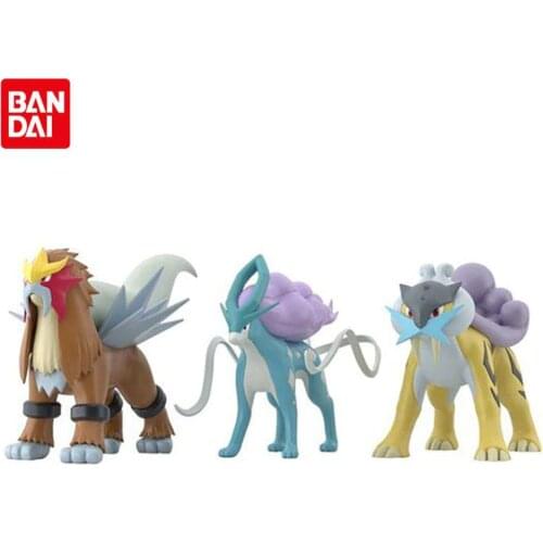 BANDAI Pokemon Original SCALE WORLD Suicune Entei Raikou CANDY TOY Pokemon Pikachu Anime Figure Toys Dolls Kids Gift