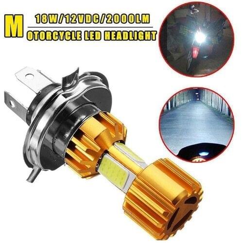 H4/P15D/BA20D 18W LED 3 COB Motorcycle Headlight Bulb 2000LM 6000K Hi/Lo Beam Light