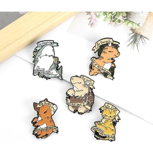 Ins Tide Cartoon Cute Animal Whale Turtle Brooch Creative Dolphin Piglet Cat Badge All-match Backpack Shirt Clothing Accessories