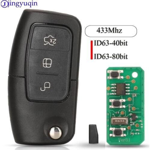Jingyuqin Car Remote Key Fob ASK 433 Mhz For Ford Fiesta Focus 2 Ecosport Kuga Escape C Max Ka Fob HU101 / FO21 3 Buttons