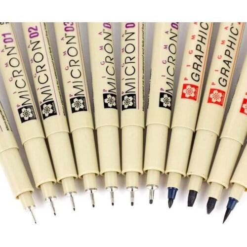 Quality 0.2mm-3mm Fine Line Pen Artist Comic Painting Sketch Brush Stationery Waterproof Fadeproof Black Oil Ink Needle Gel Pen