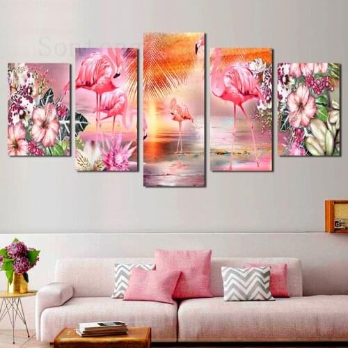 Canvas Painting Wall Art Flamingo Flower Strong Creative Decorative Painting Home Decoration Living Room Sofa Background