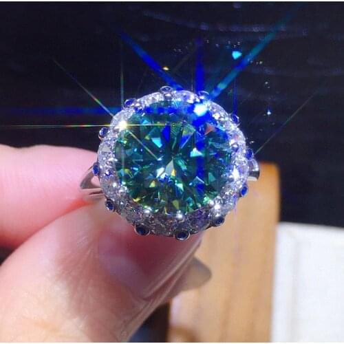 Luxury 3CT Green Moissanite Ring 925 Sterling Silver Wedding Promise Band Rings For Women Bridal Open Finger Party Jewelry Gifts