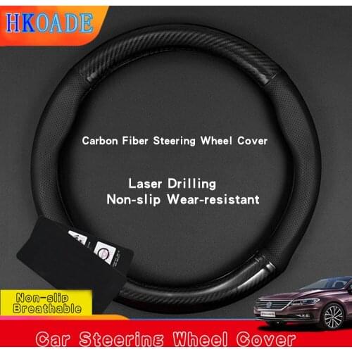Carbon Fiber Leather Car Accessories Steering Wheel Cover For Volkswagen BMW Seat Opel Peugeot Hyundai Ford Mazda Toyota Honda