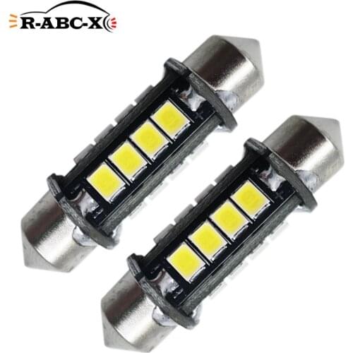 2 pcs 16 2835smd Festoon 36mm bulbs for car License plate Interior Reading Light dome map light 12V white replacement 320lm