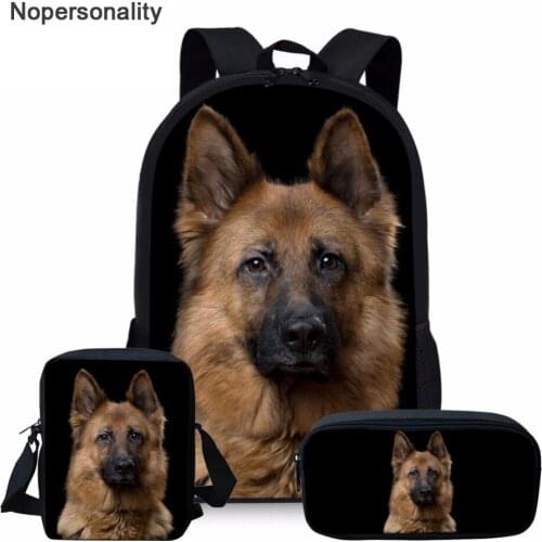 Black German Shepherd Dog Print Schoolbag Sets Cute 3d School Bag for Boys Girls Kawaii Primary Elementary Kids Bookbag Mochila