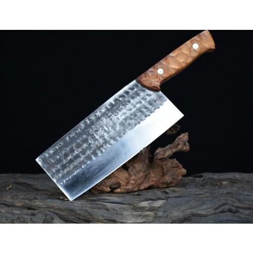 Slicing knife Longquan household kitchen knife sharp chef knife handcrafted open blade knife with sour wood handle