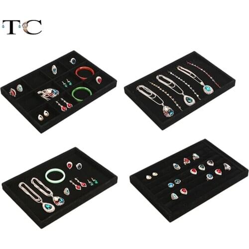 Velvet Display Tray Holder Ring Pendant Earring Jewelry Storage Case Jewelry Box Showcase Jewelry Organizer