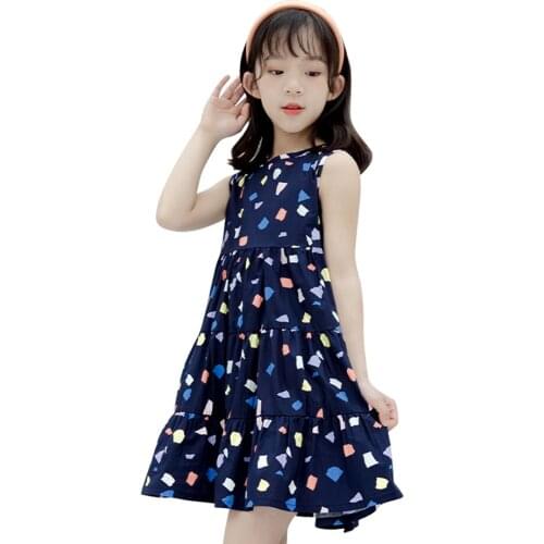 Girl Dress Floral Pattern Party Dress For Kids Girl Summer Child Dress Casual Style Childrens Clothing 6 8 10 12 14