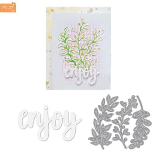 Cutting Dies 2021 New Enjoy Word and Christmas Leaf Metal Stencil for DIY Scrapbooking Paper Card Making Embossing Craft Dies