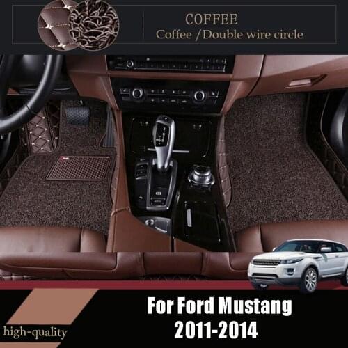 Luxury Double Layer Wire Loop Car Floor Mats For Ford Mustang 2014 2013 2012 2011 Auto Interior Accessories Leather Carpets
