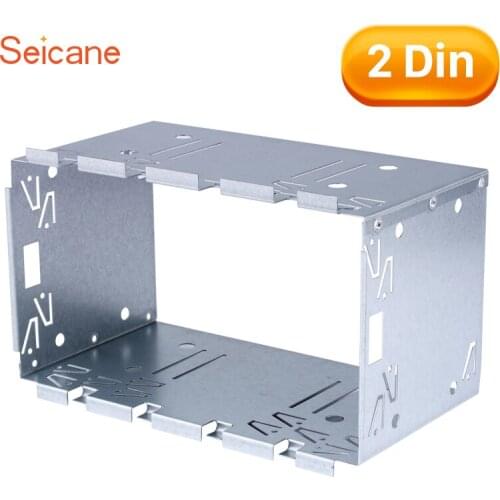 Seicane Metal 178*98mm Silver Double Din Mount Kit Cover Trim Car DVD Stereo panel Fascia Frame for Universal No gap