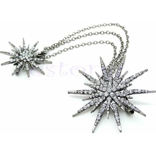 Silver Flower Chain Brooch Pin Pendant Christmas Brooch Wedding-W128