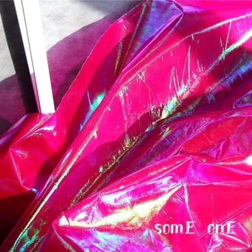 Reflective polyester Cloth Fluorescent rose red DIY Skirt Stage Clothes background Decor Bag Waterproof Designer Fabric 50x100cm