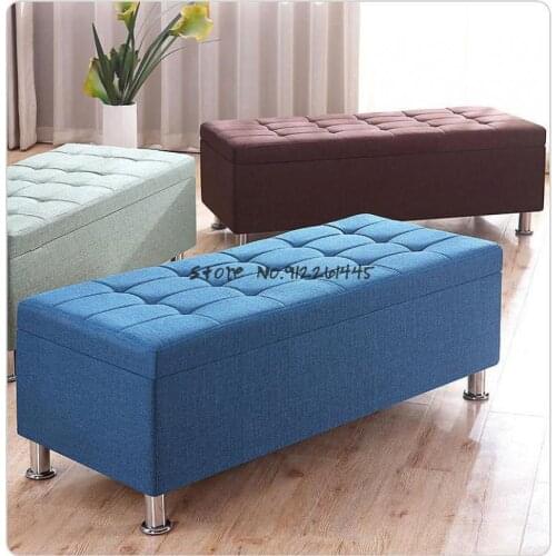 Clothing store leisure storage stool leather box with lock long strip small sofa store shoe stool doll storage sofa