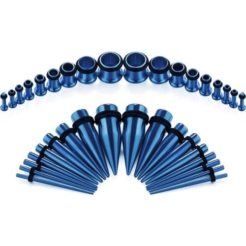 Ear Gauges Stretching Kit Tapers Plugs Eyelets Implant Grade Steel 14G-00G 36 pcs