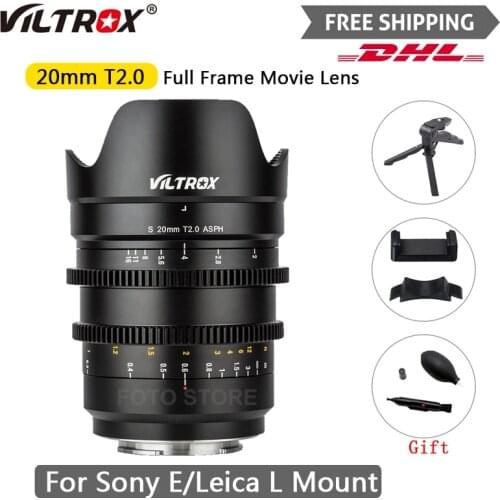 Viltrox 20mm T2.0 Wide Film Lens Full Frame Prime Cinematic MF For Leica L Sony Camera E-Mount A9ii A7RIV A7III A7SII S1 S1R